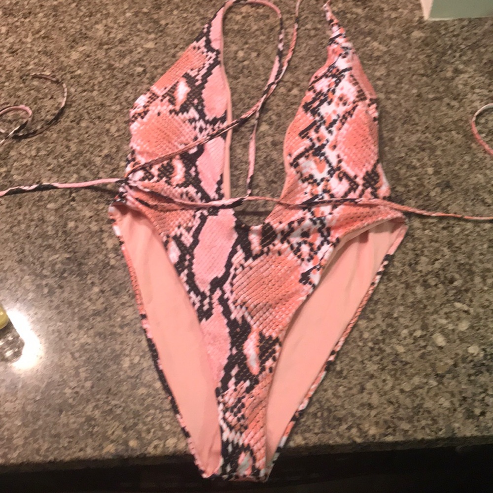 Pink Snakeskin Monokini Swimsuit